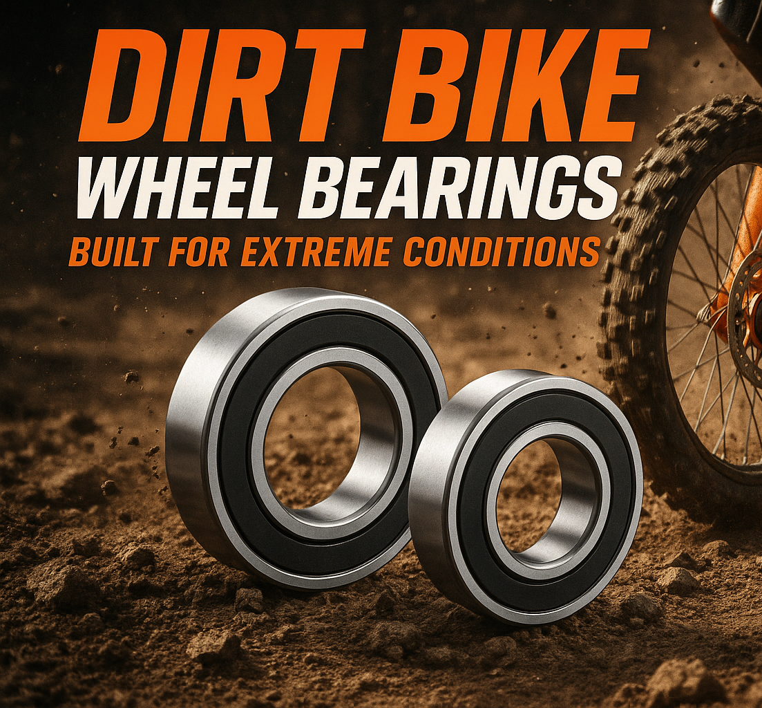 Dirt bike wheel bearings advertisement showing rugged performance